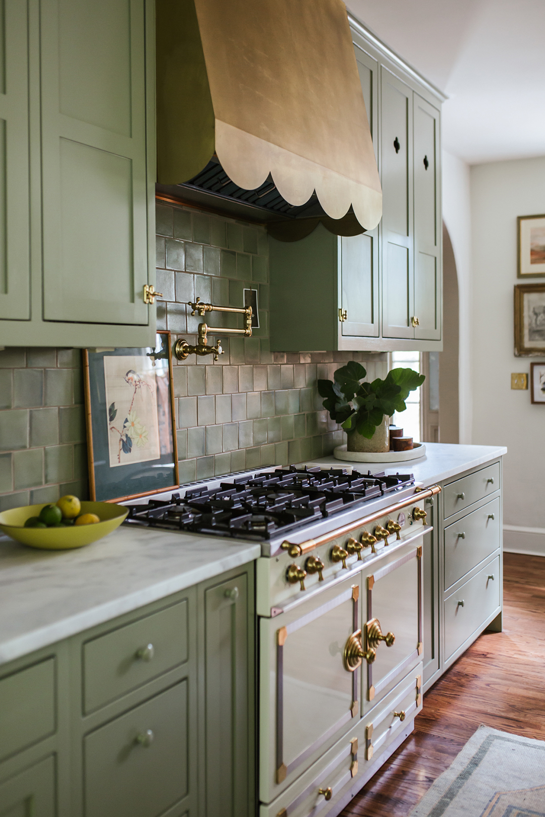 green cabinets in kitchen