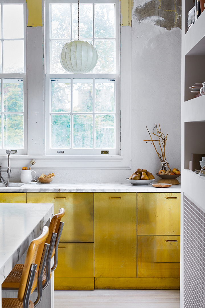 brass kitchen cabinets