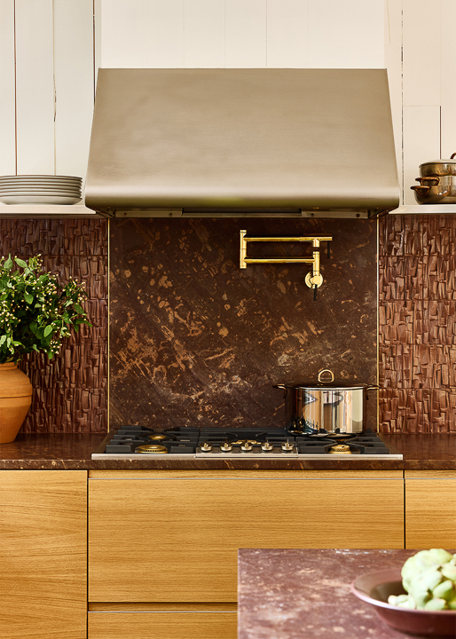 textured brown backsplash