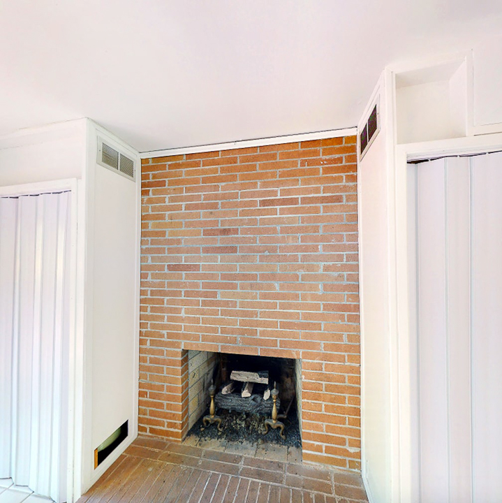 bland brick fireplace