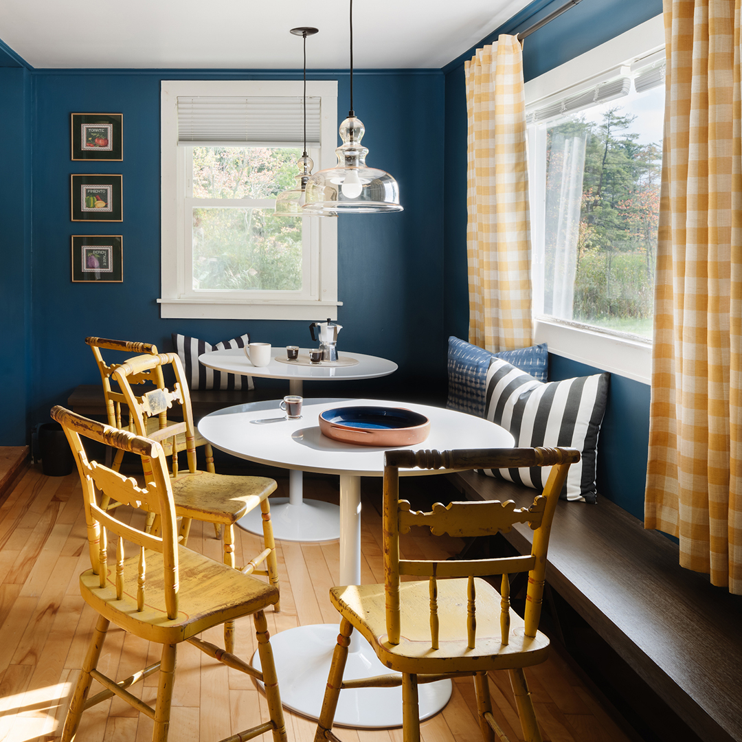 farmhouse chairs around bistro tables