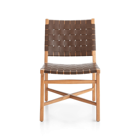  wood and leather dining chair