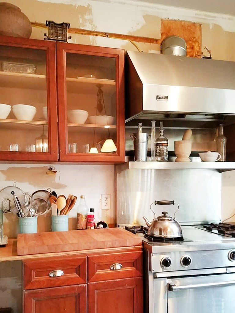 old wood cabinets