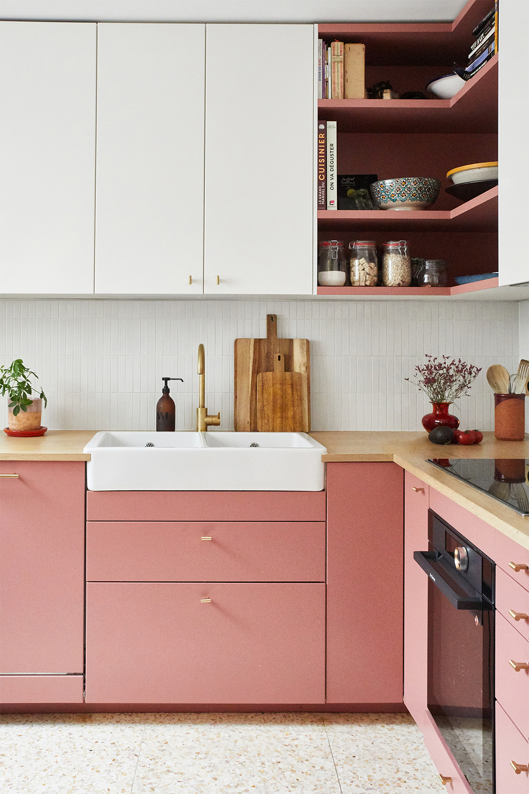 pink kitchen cabinets