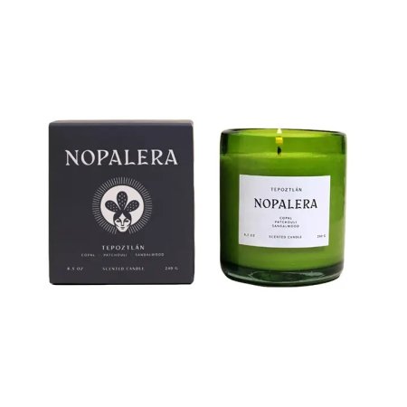  green glass Nopalera scented candle