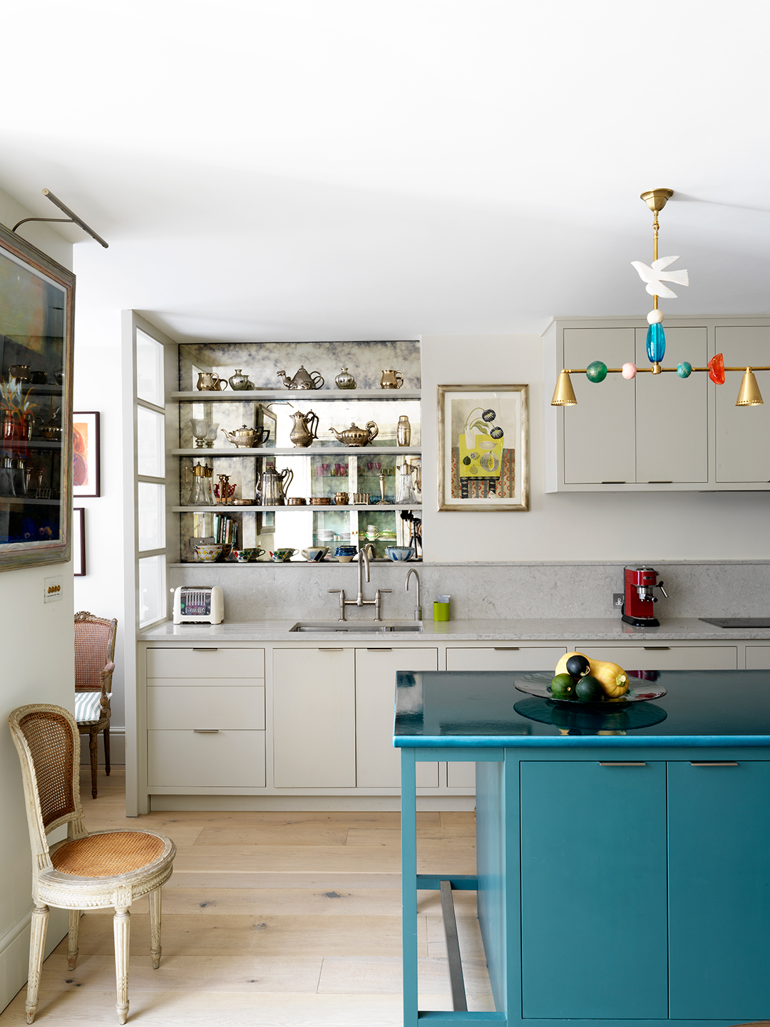 blue kitchen island