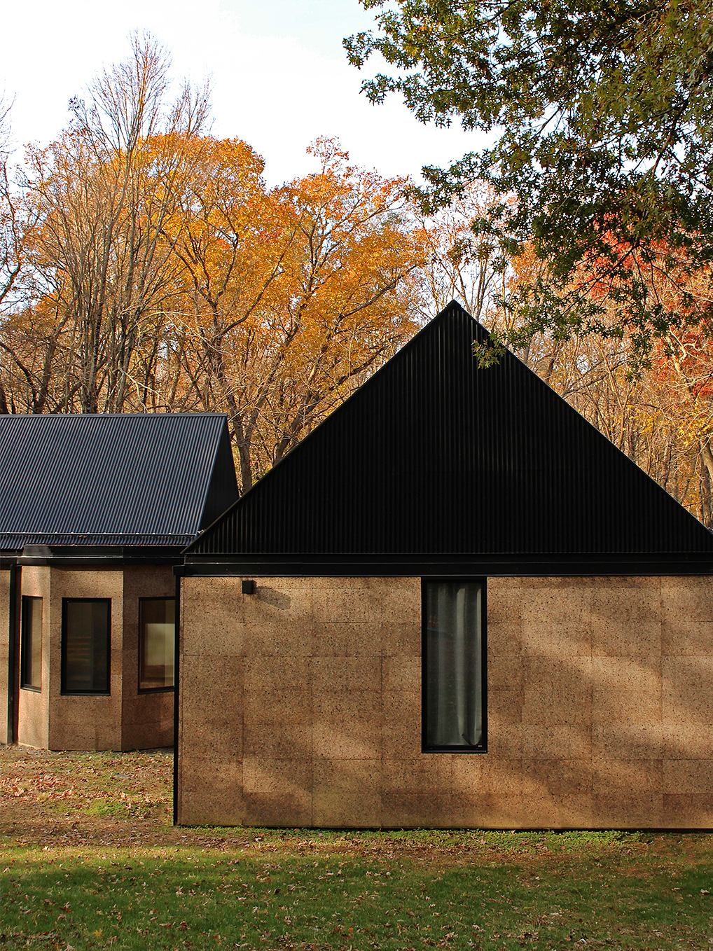 fall time yard with cork house