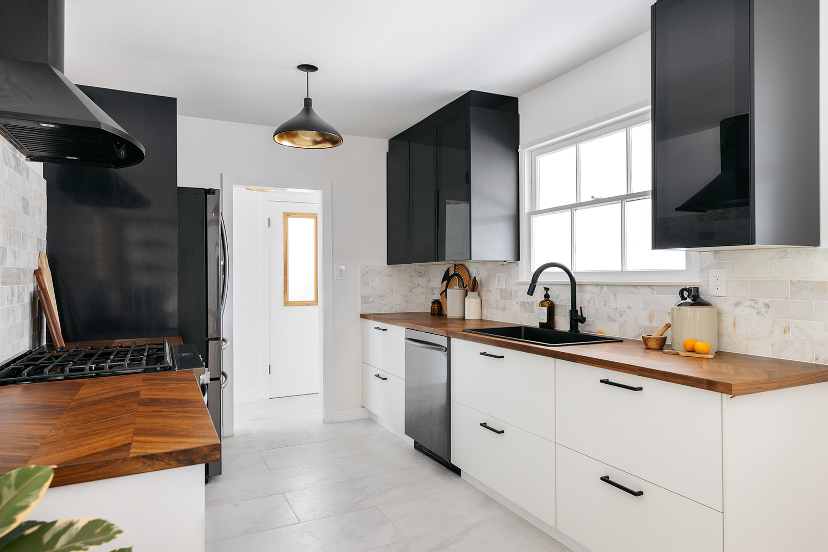 black and white kitchen