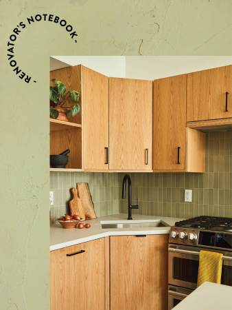 corner of wood kitchen cabinets