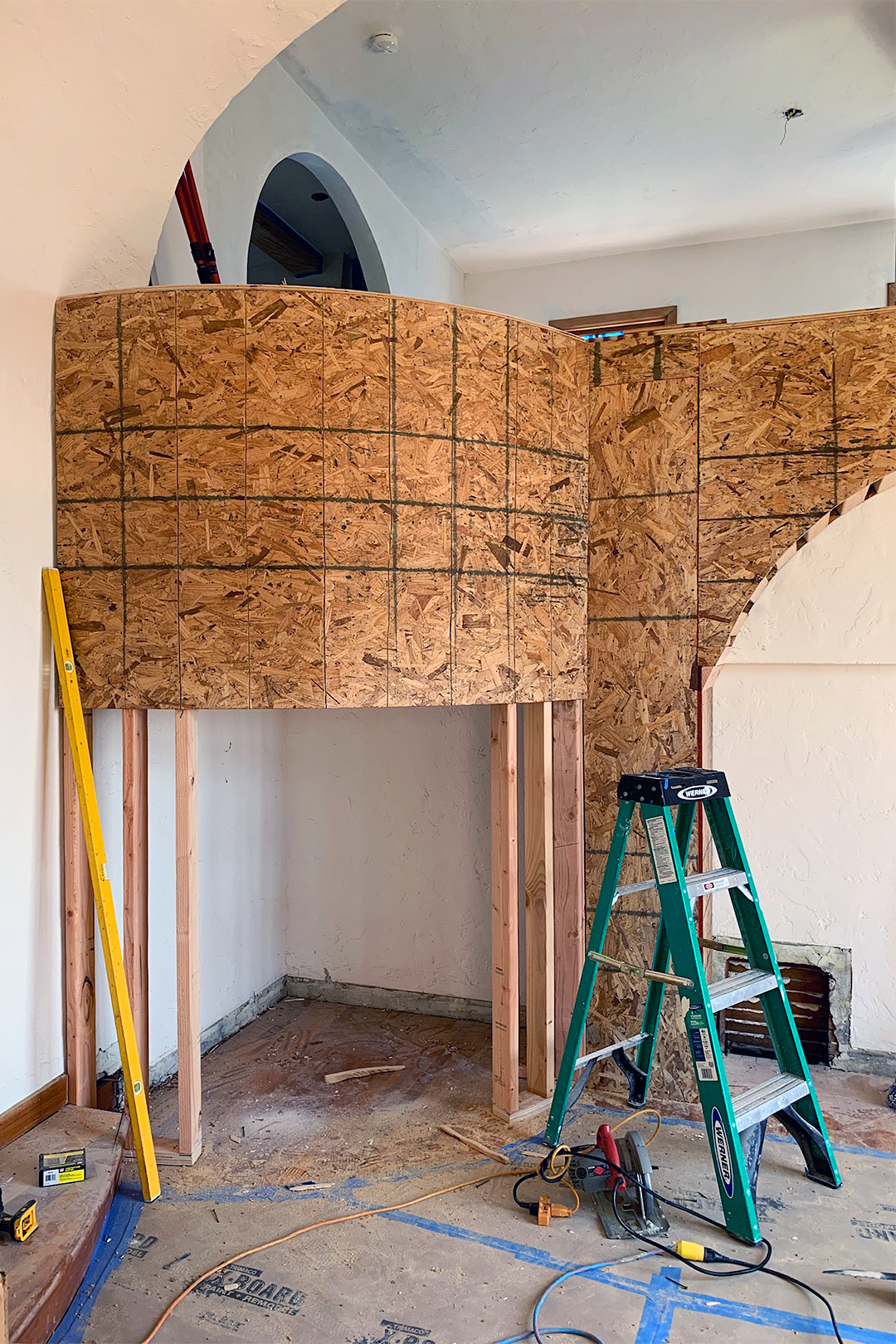 wood bookcase being built