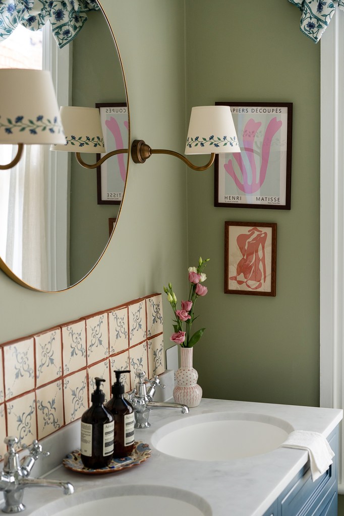 green bathroom vanity