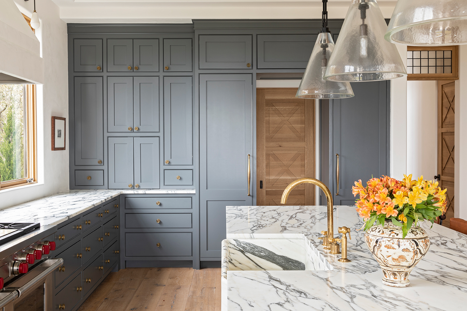 blue kitchen cabinets