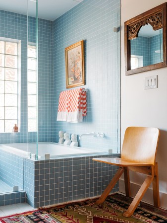 blue tiled bathroom