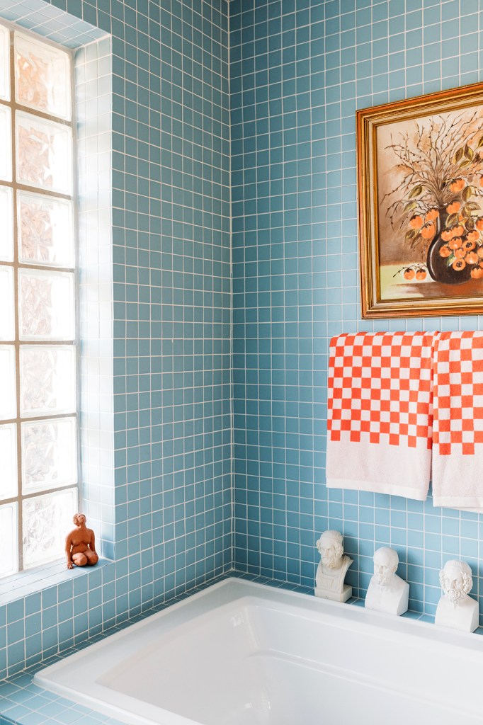 blue tiled bathroom