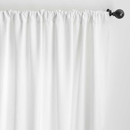  White Curtain Panel on Black Curtain Rod