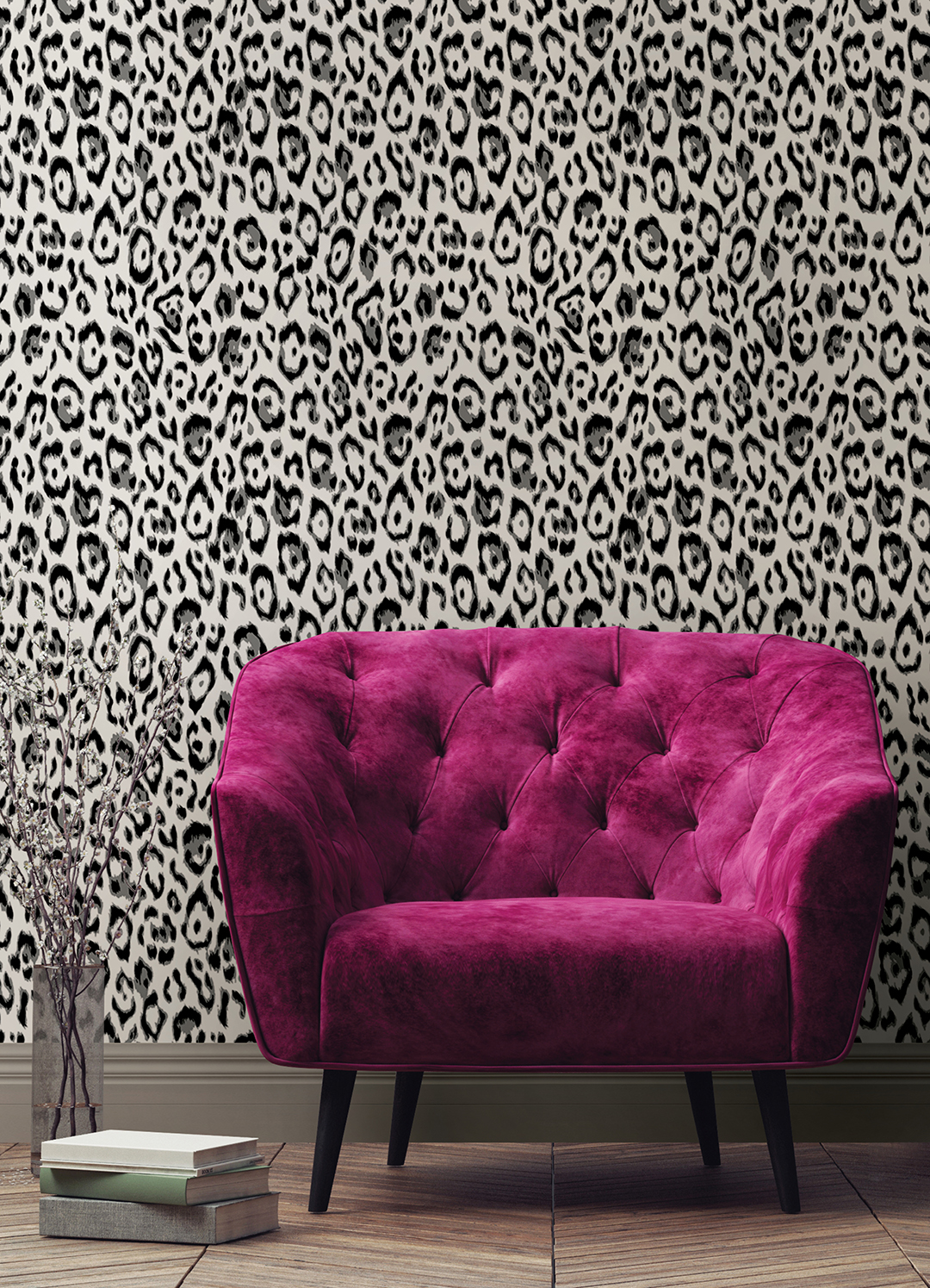 black and cream animal print wallpaper by rachel zoe