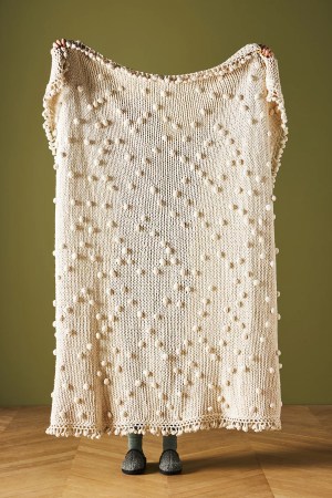  cream knit throw blanket