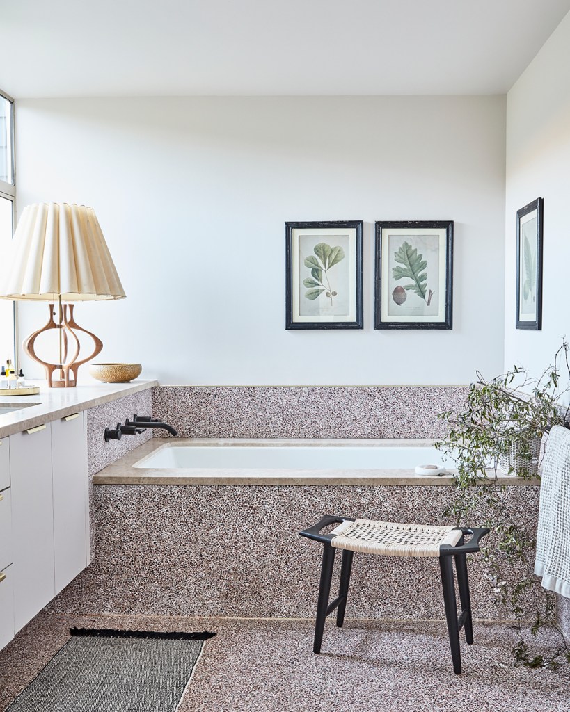 terrazzo tiled tub