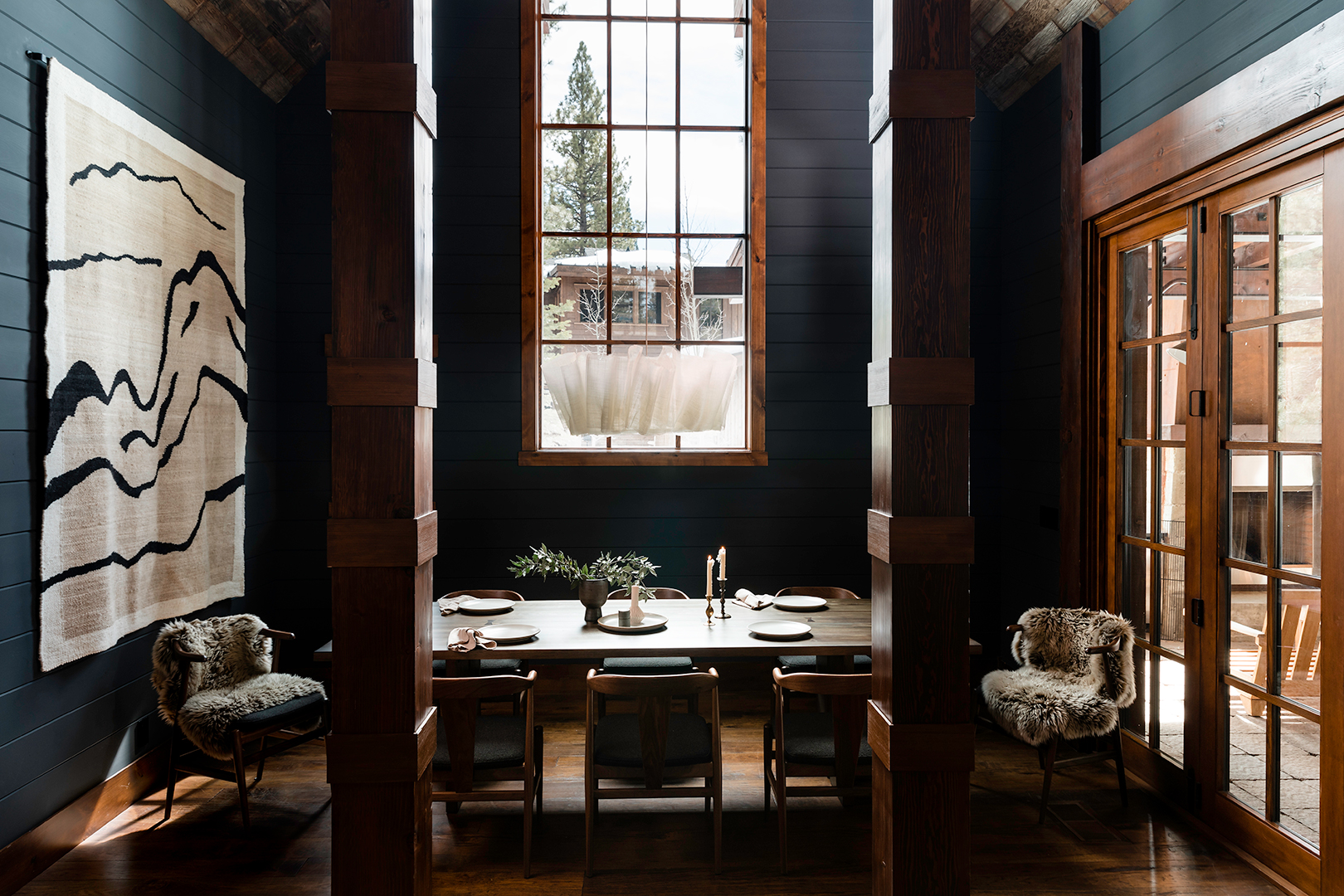 black dining room