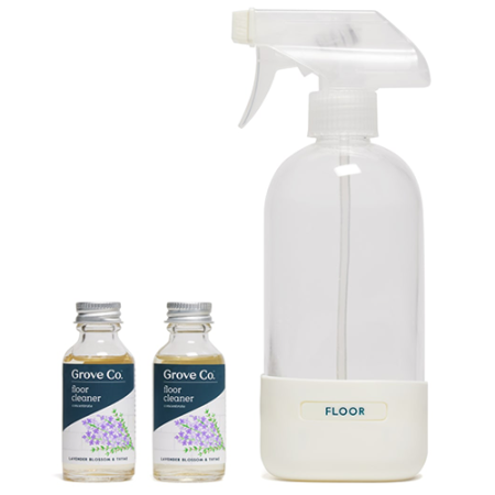  Two Vials of Flooring Cleaner Concentrate and White Silicone Spray Bottle by Grove