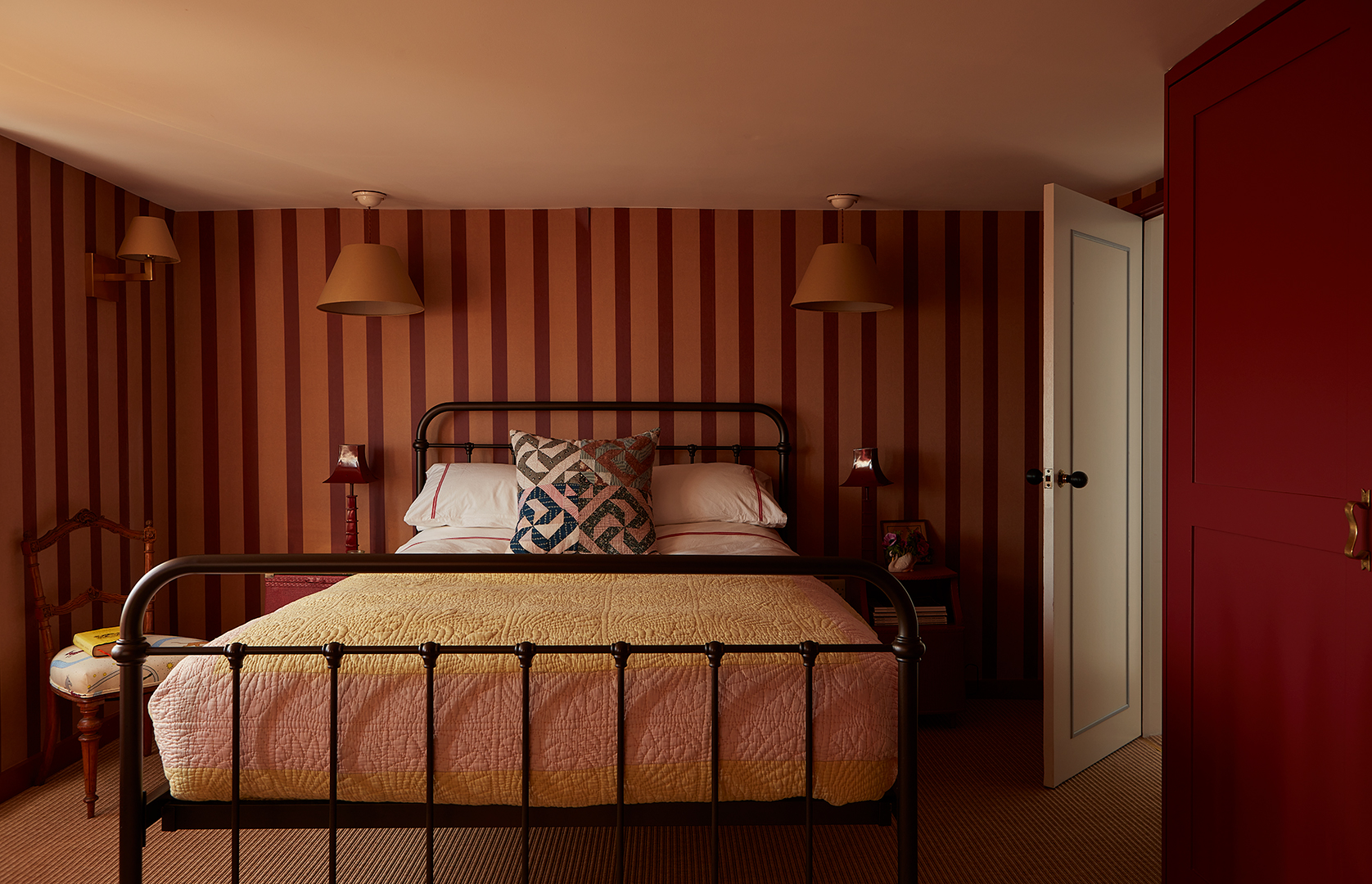 red striped bedroom