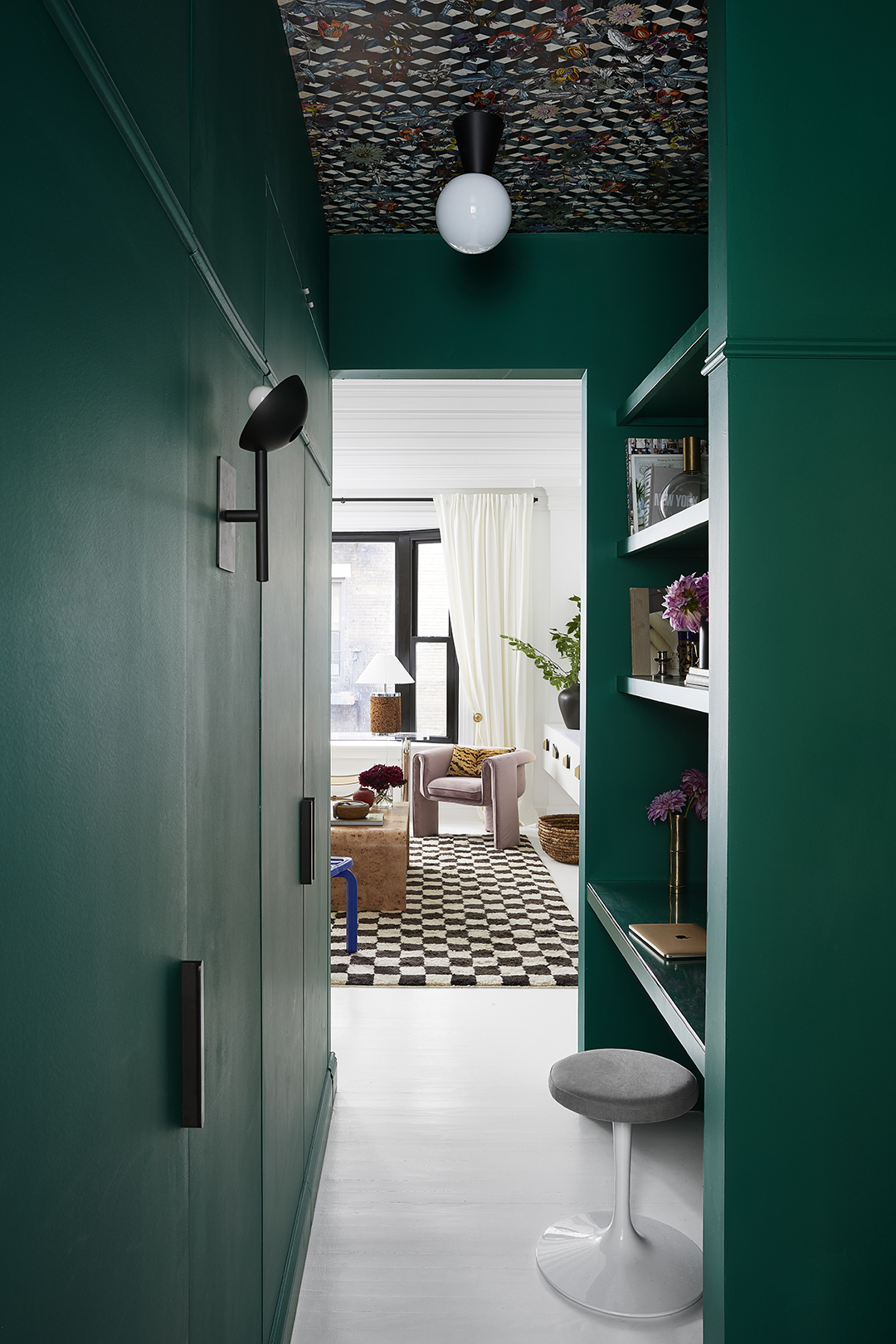 dark green hallway