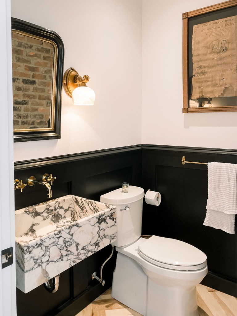 marble powder room sink