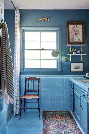 blue tiled bathroom
