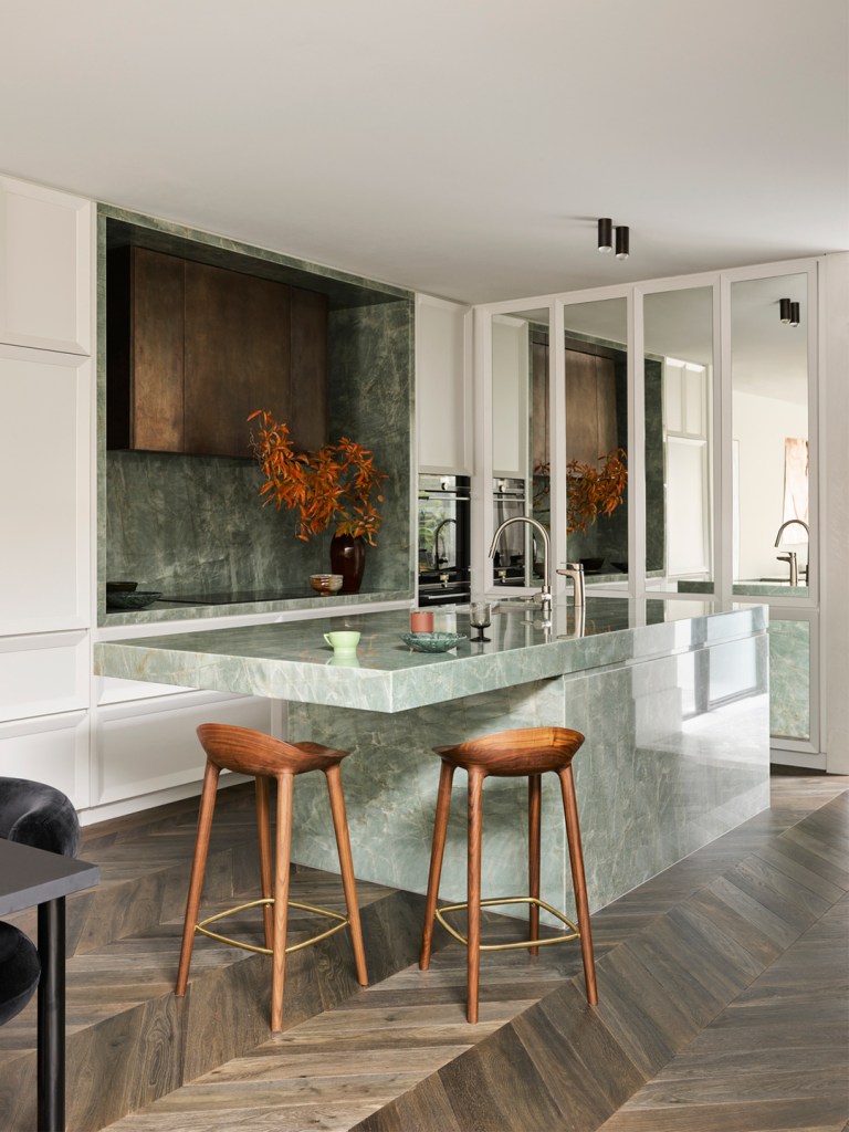 kitchen island made out of marble