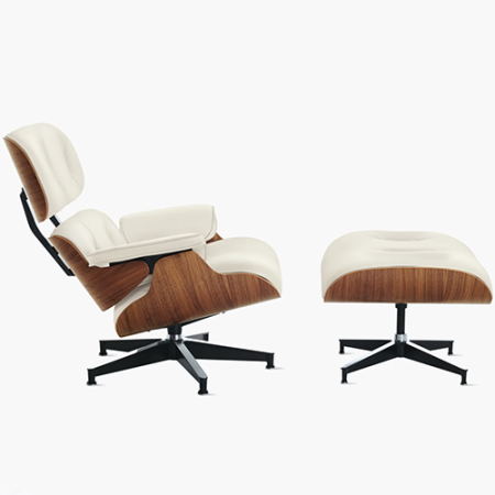  Eames Lounge Chair in Cream and Walnut