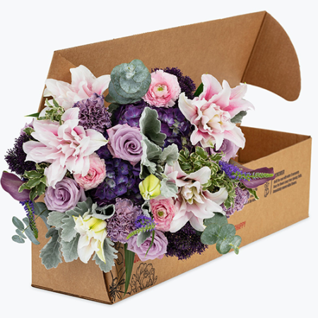  Bouquet of Flowers in Cardboard Box