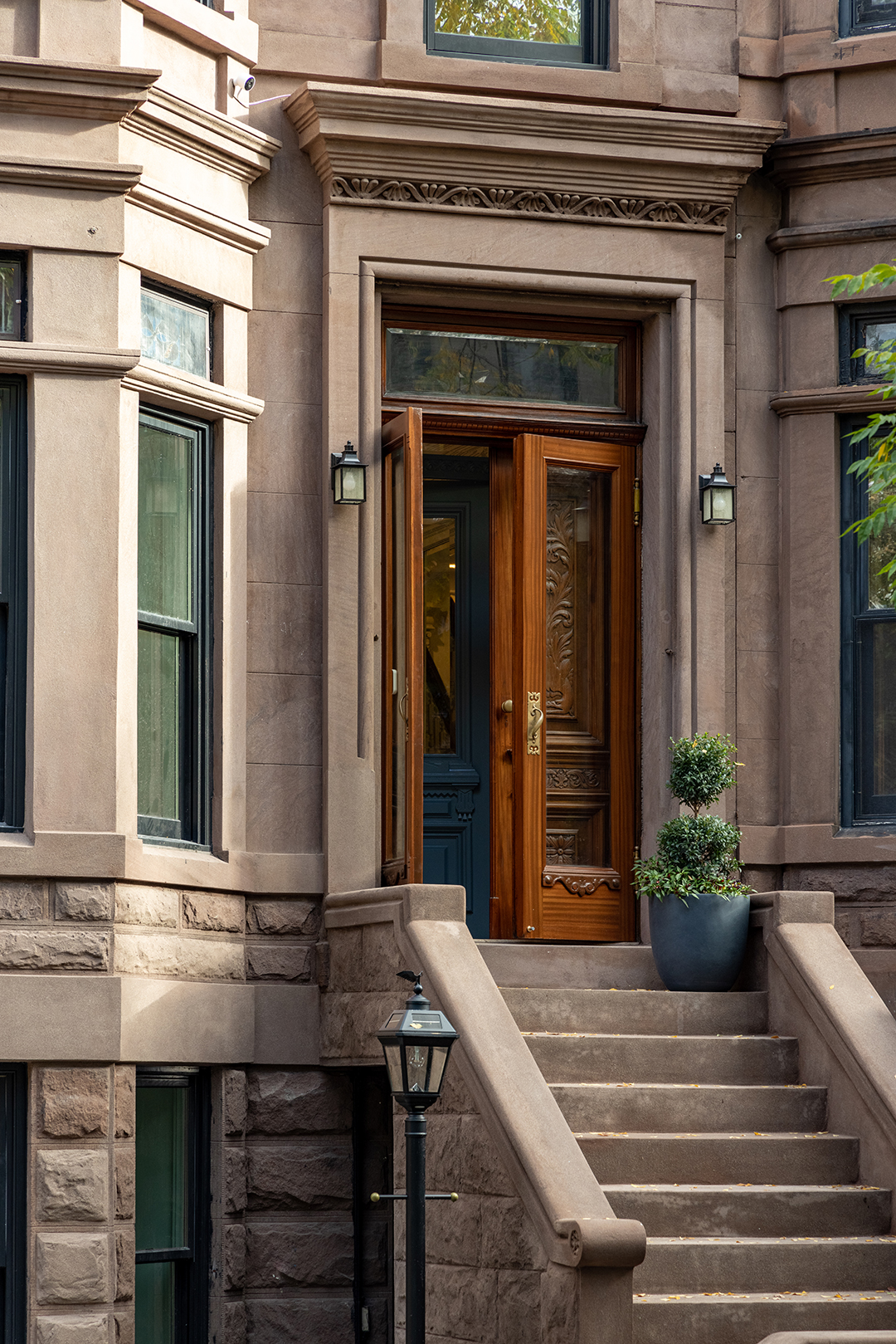 front door of brownstone