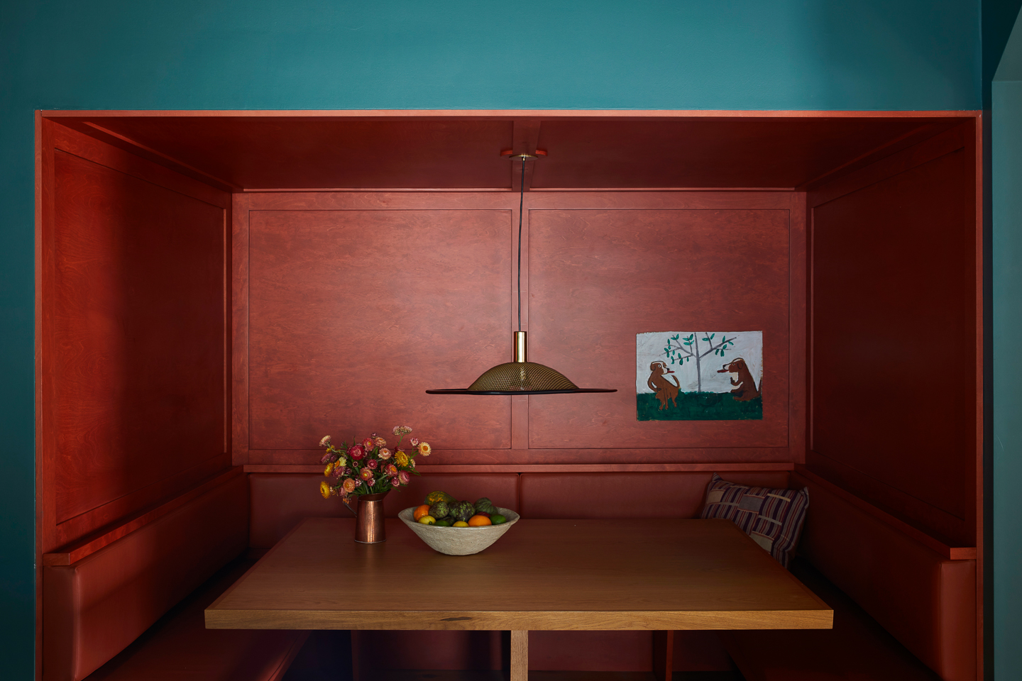 red breakfast nook