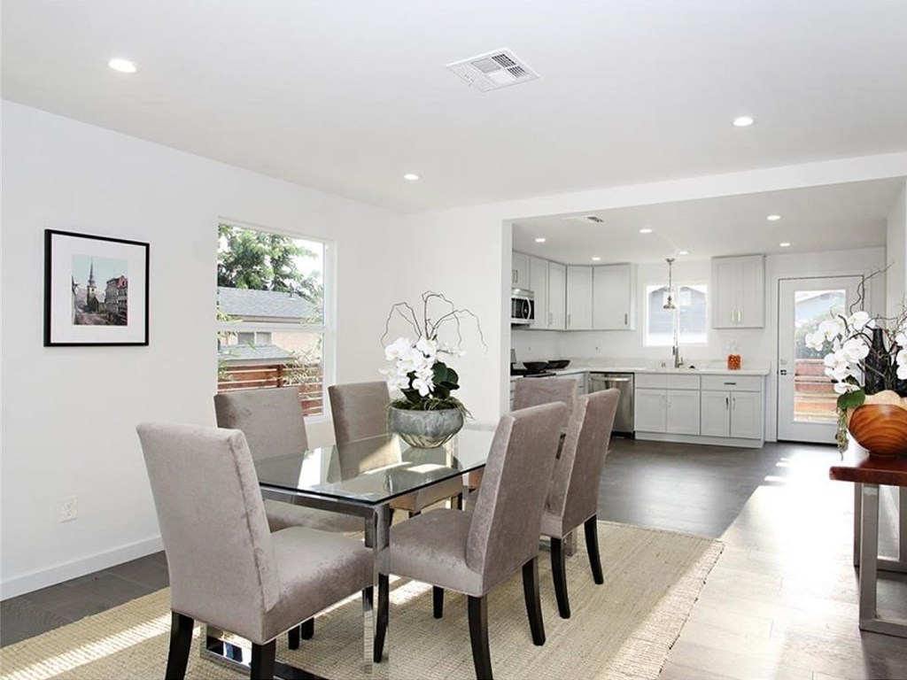 staged dining area