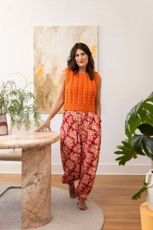 Salad Freak author Jessie Damuck in an orange sweater