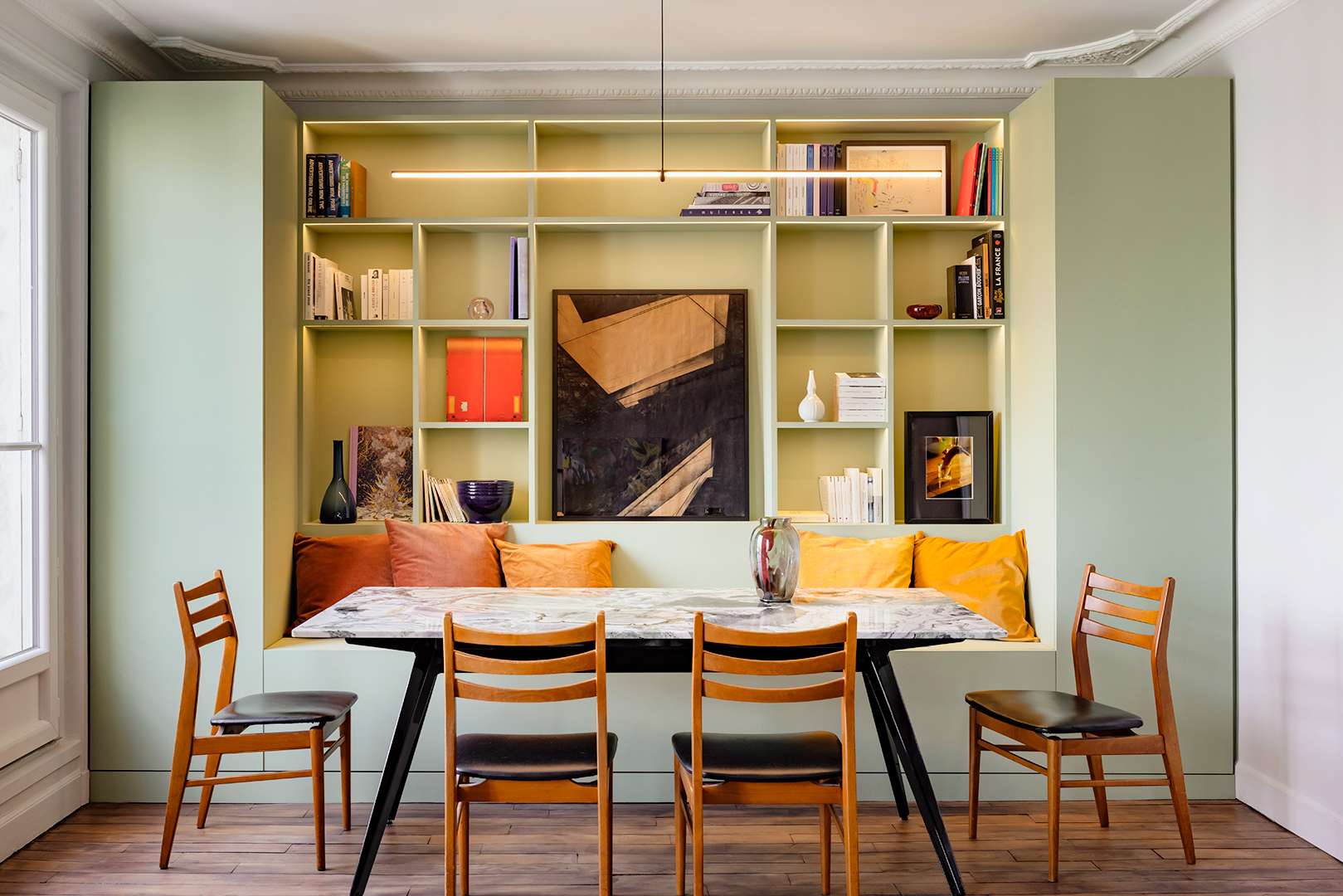 sage green dining room