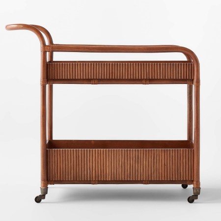  CB2 Feliza Rattan Bar Cart Domino