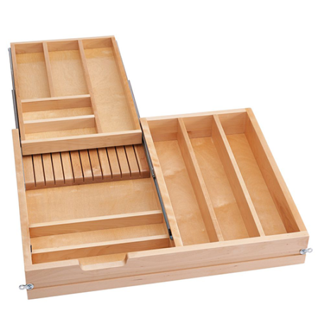  Rev-A-Shelf Wood Drawer Organizer with Sliding Top Tray