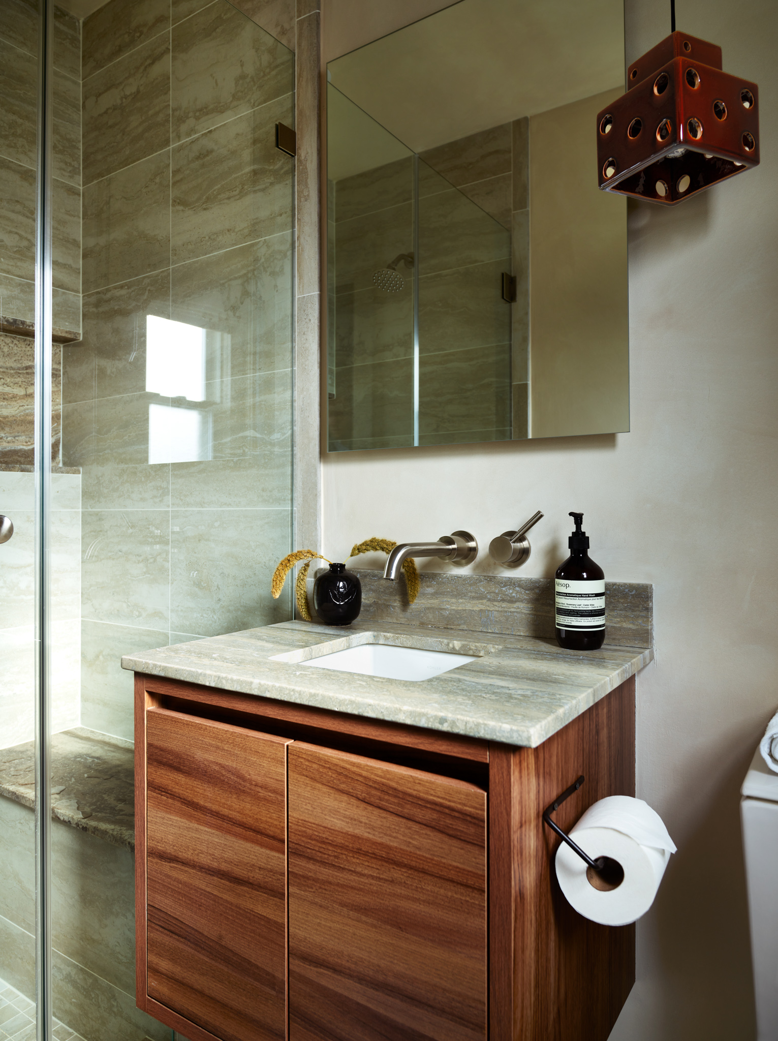 travertine bathroom vanity