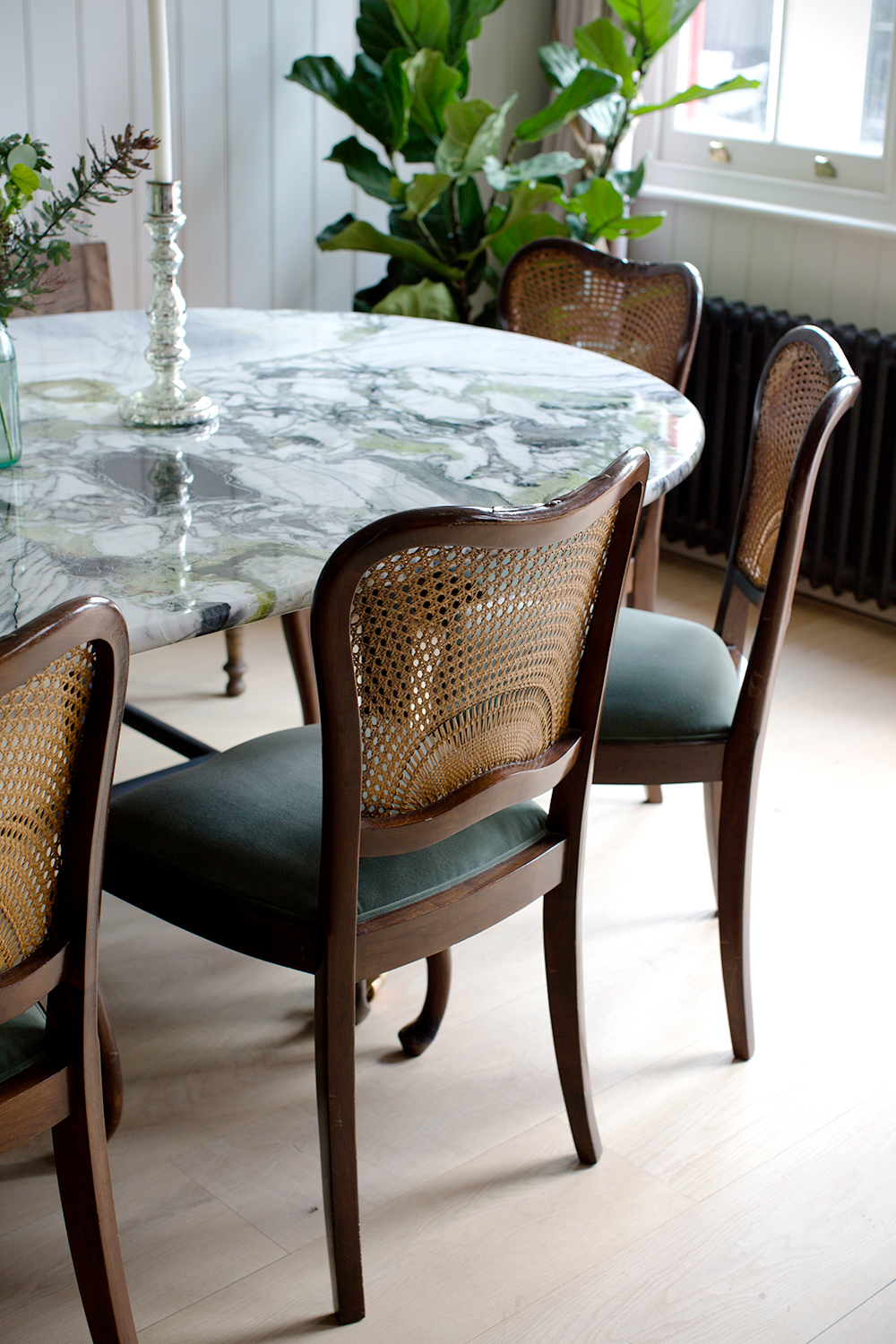 green marble dining table