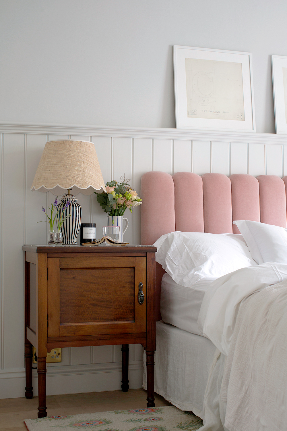 pink velvet headboard