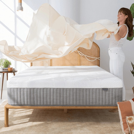  Brentwood Memory Foam Mattress Being Made by Woman Putting On Sheets