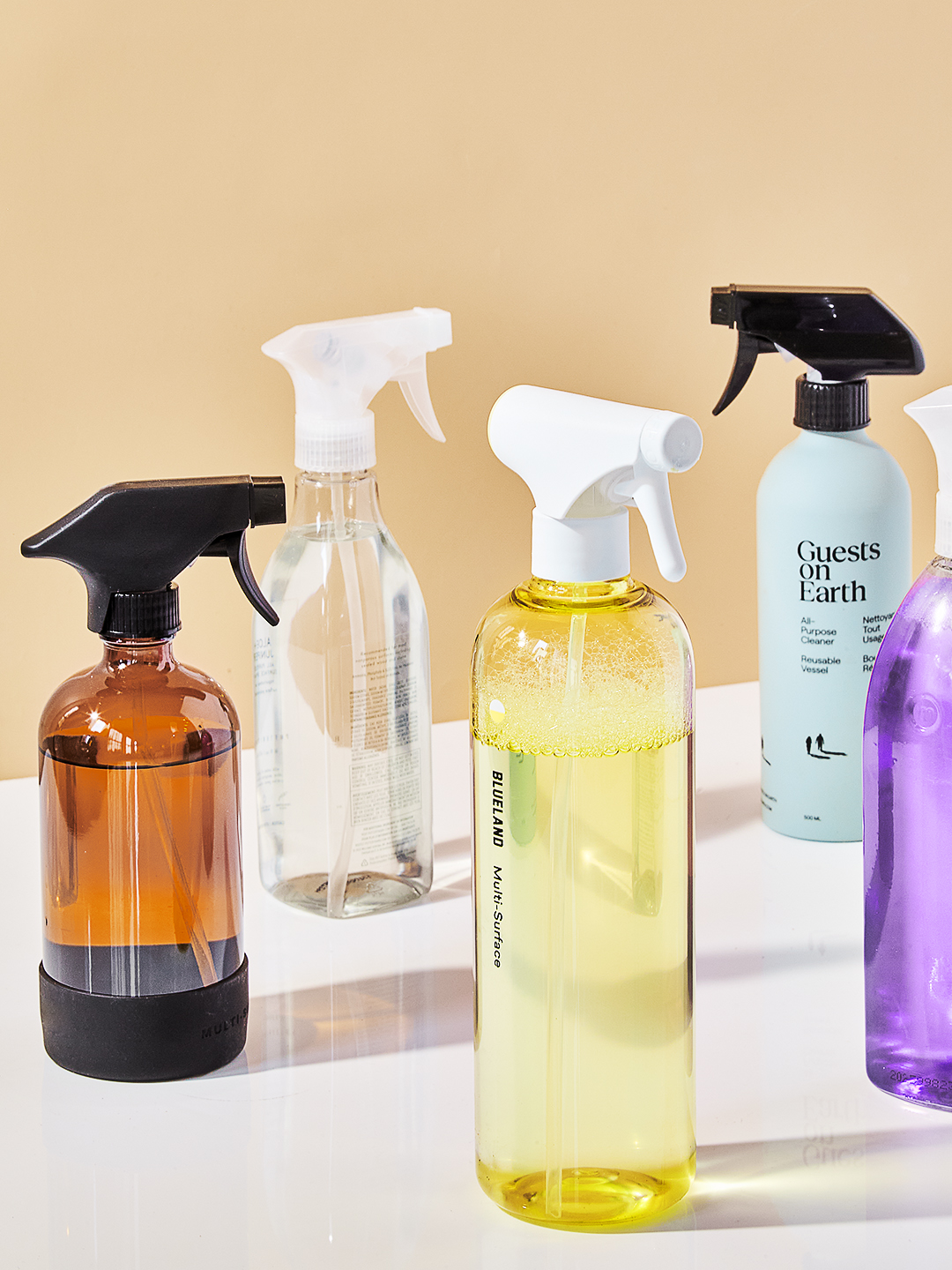 Plastic, Glass, and Aluminum Cleaning Bottles