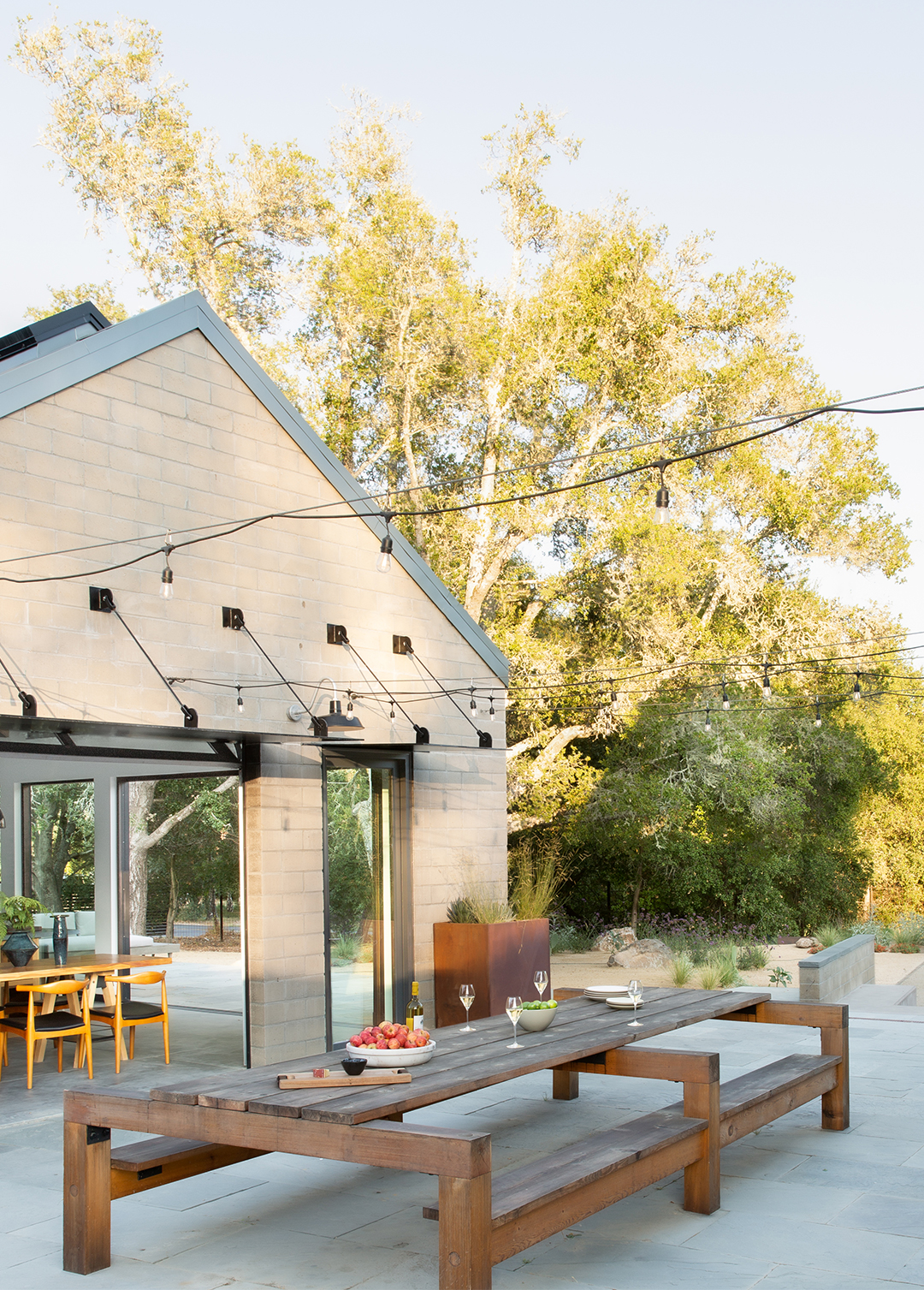 picnic table in courtyard