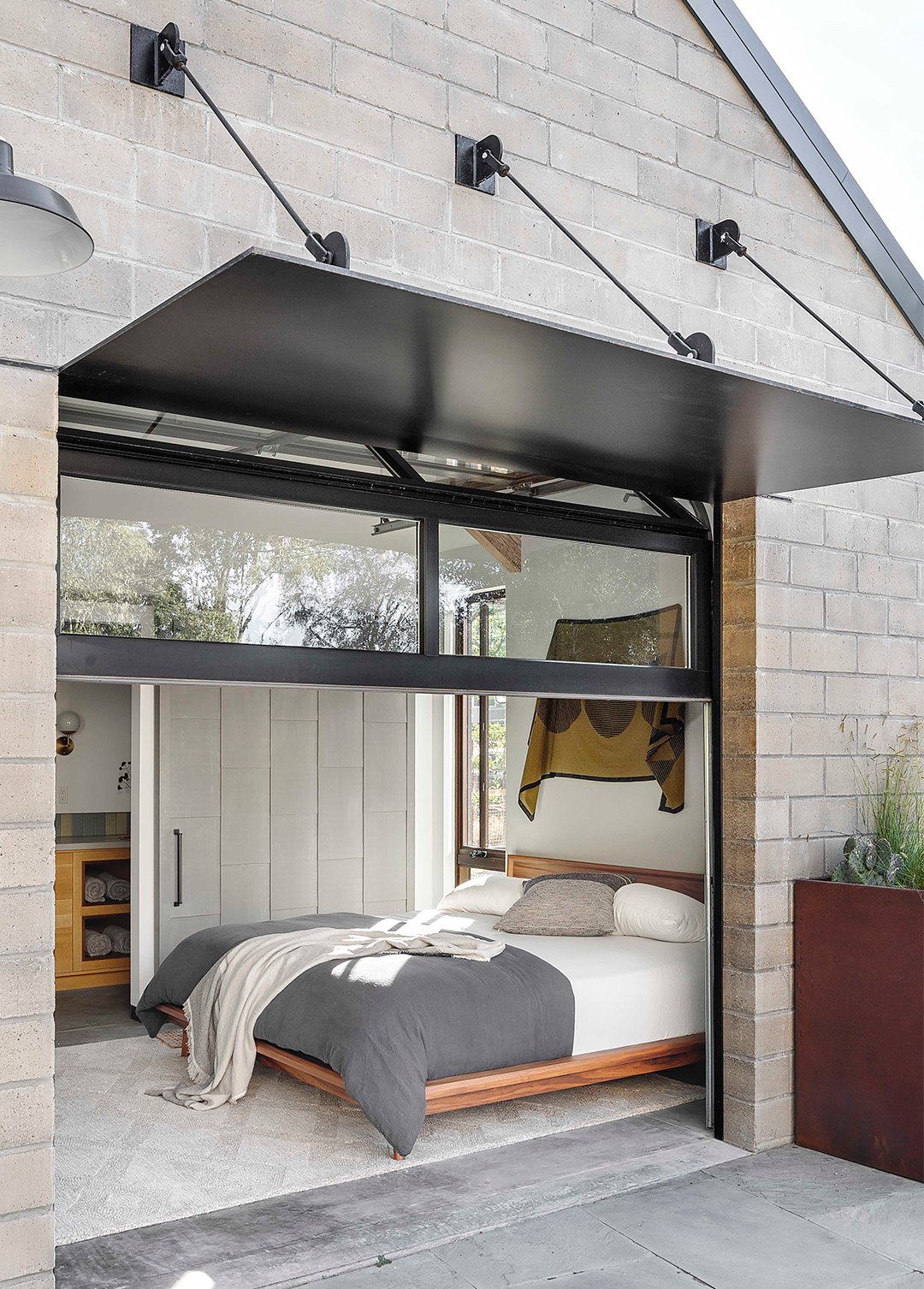 garage door open to bedroom