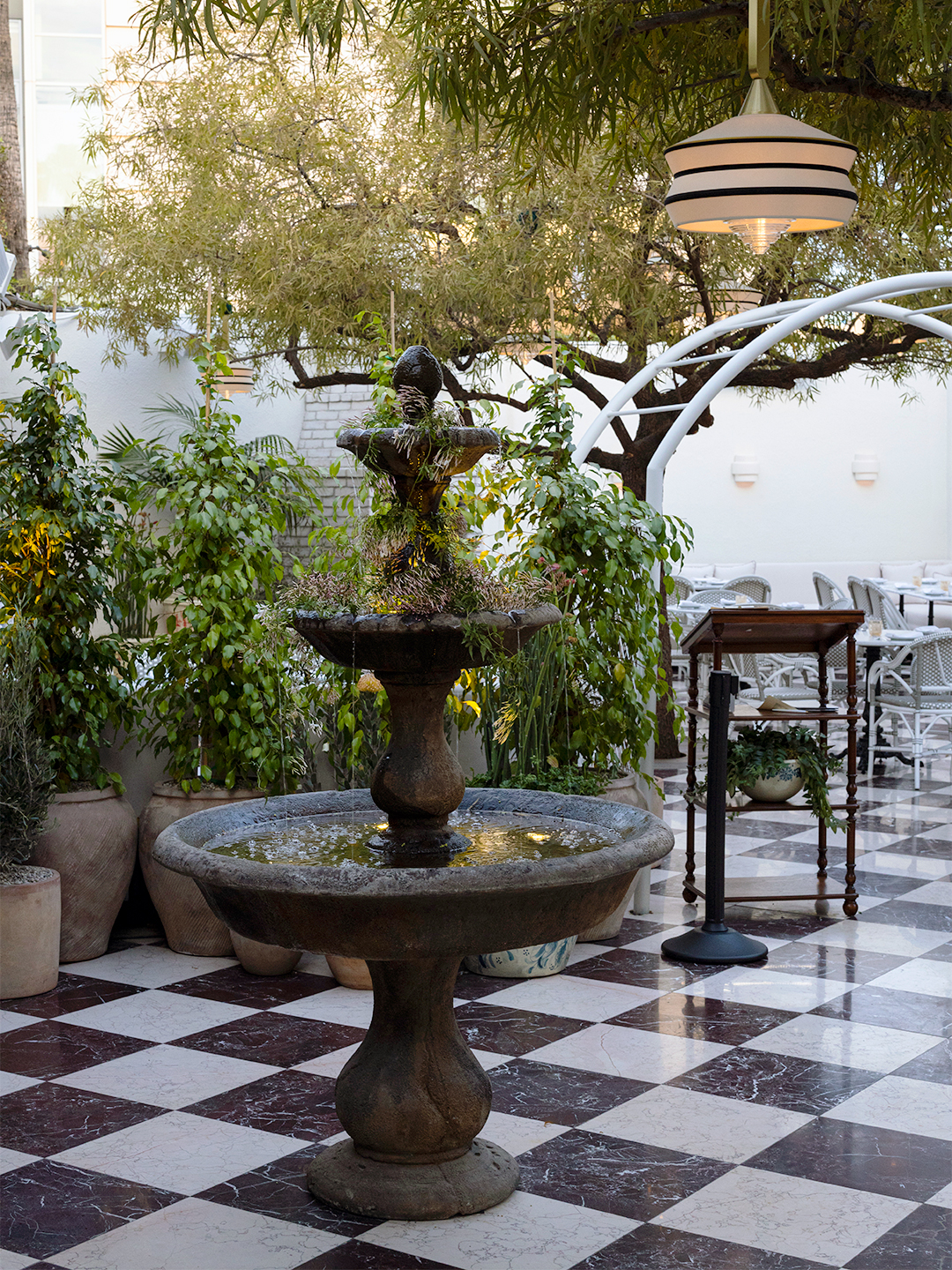 Water fountain in courtyard