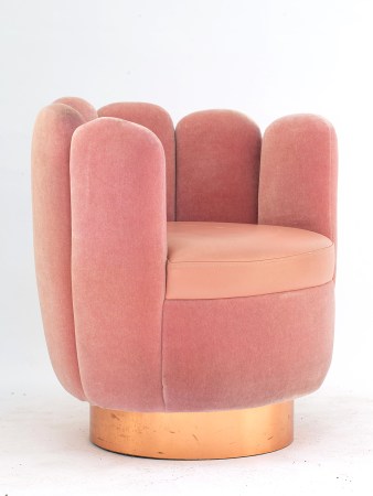  pink scalloped back armchair