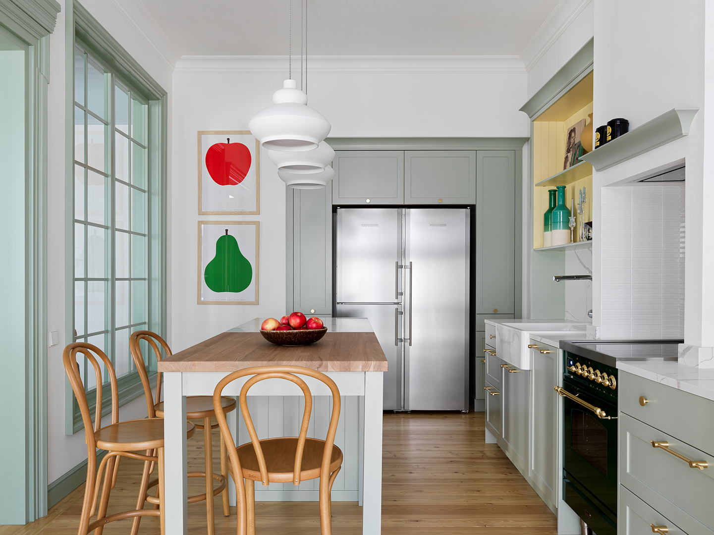 pale green kitchen cabinets