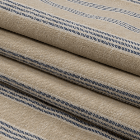  Indigo Striped Slubbed Cotton and Polyester Woven