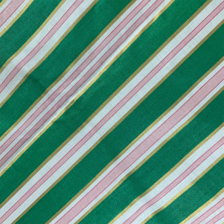  Vintage Schumacher Chintz Fabric Regal Stripe Green Pink Gold Stripes